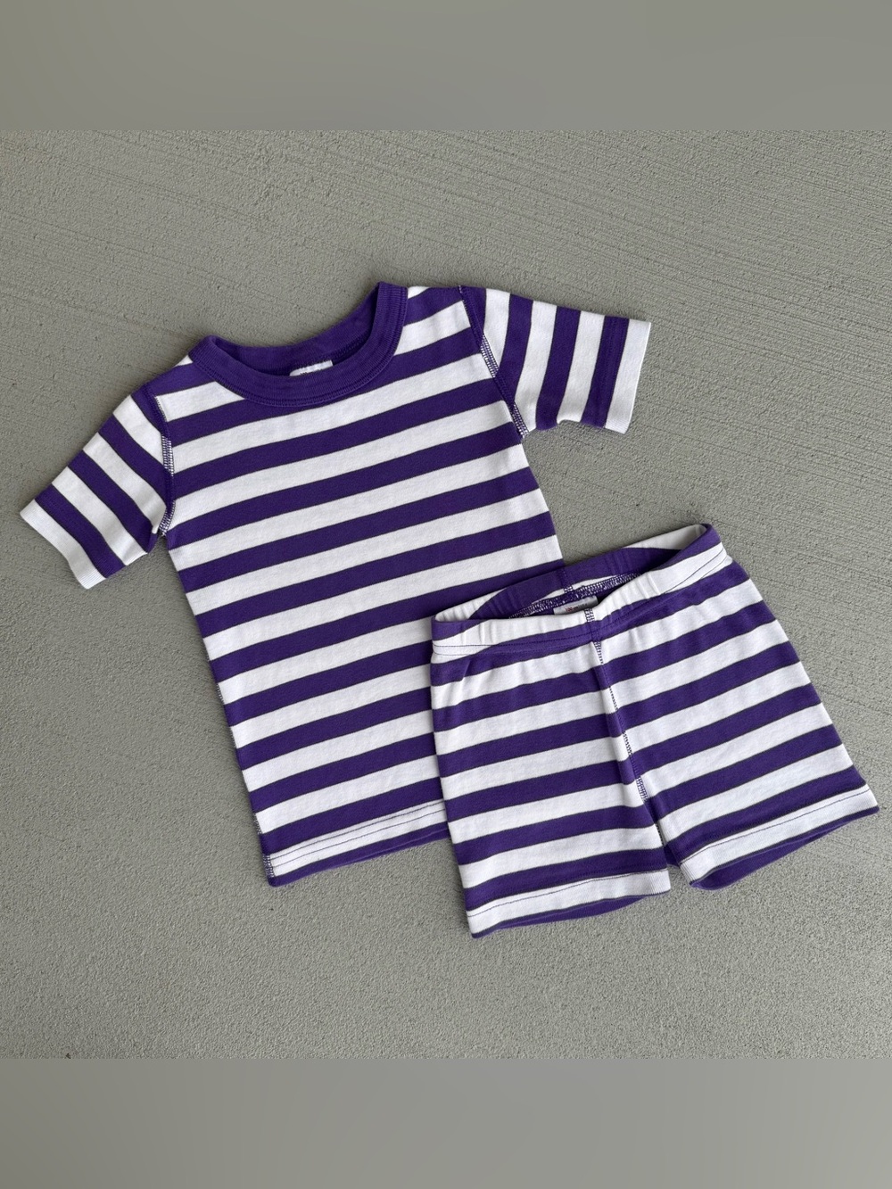 Hanna Andersson PJs Kids 4 100% Organic Cotton Purple White Striped Short Johns